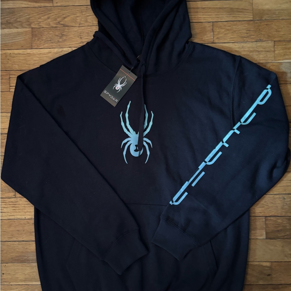 Brand new with Tags Spyder Black Hoodie with Blue Spider Design